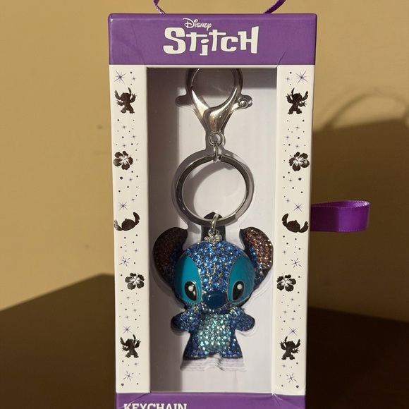 Disney Stitch Keychain with Blue and Black Accents